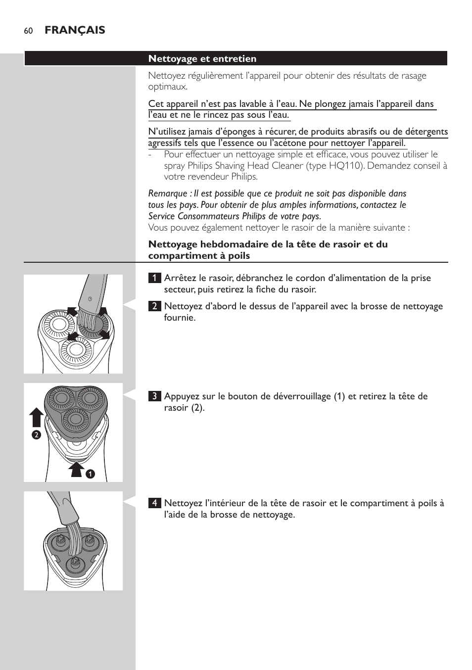 Philips SHAVER Series 3000 afeitadora eléctrica en seco User Manual | Page 60 / 120