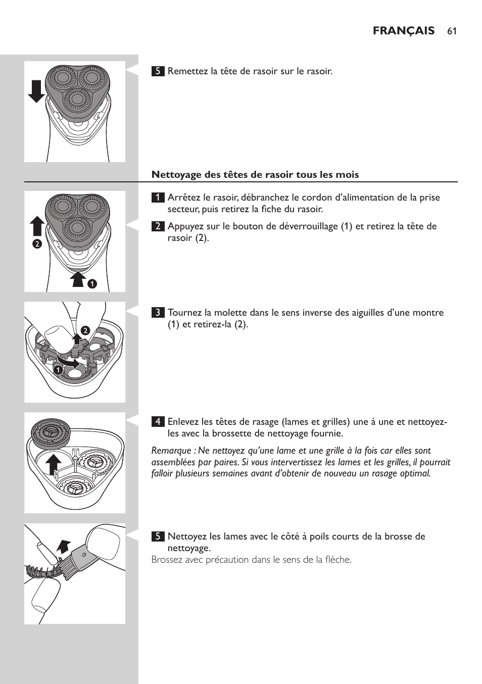 Philips SHAVER Series 3000 afeitadora eléctrica en seco User Manual | Page 61 / 120