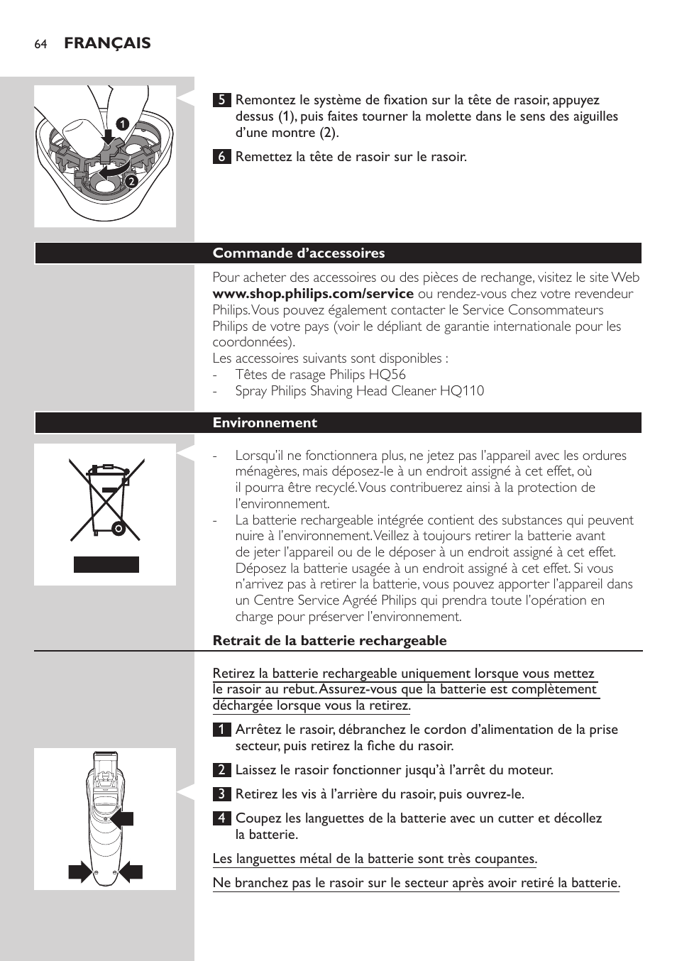 Philips SHAVER Series 3000 afeitadora eléctrica en seco User Manual | Page 64 / 120