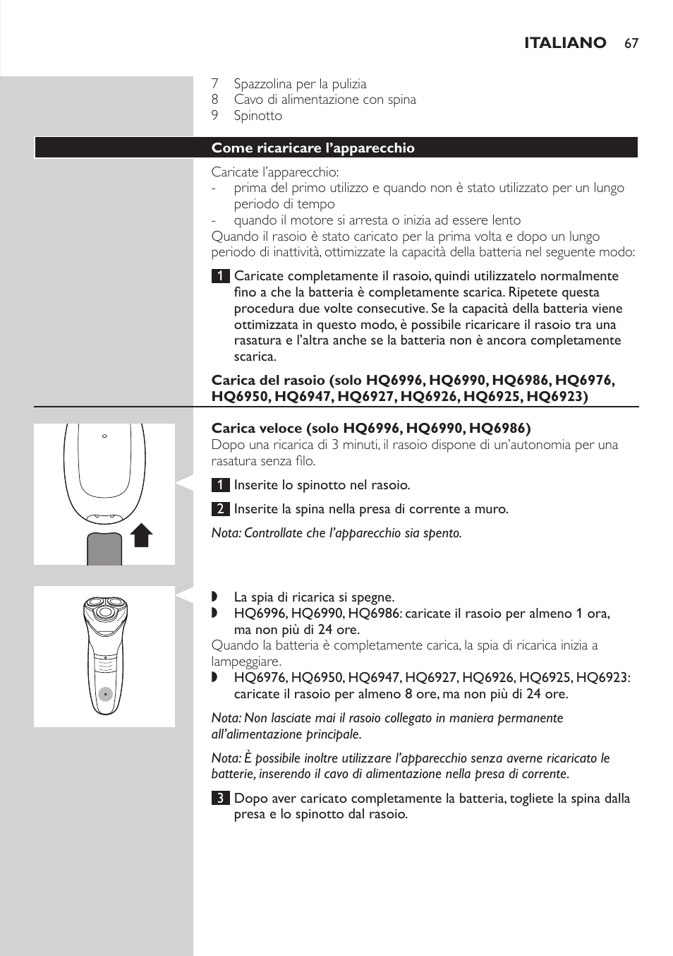 Philips SHAVER Series 3000 afeitadora eléctrica en seco User Manual | Page 67 / 120