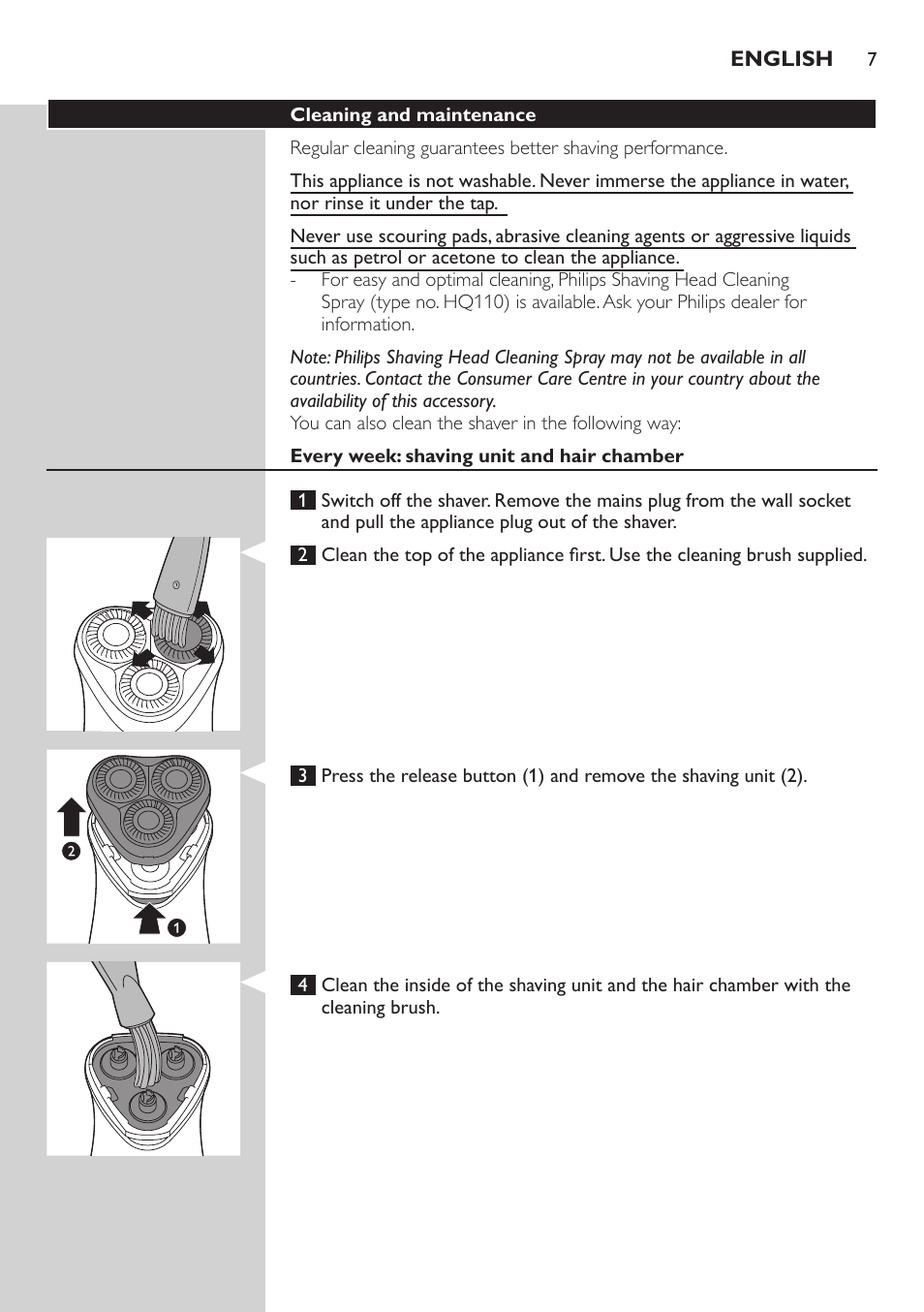 Philips SHAVER Series 3000 afeitadora eléctrica en seco User Manual | Page 7 / 120