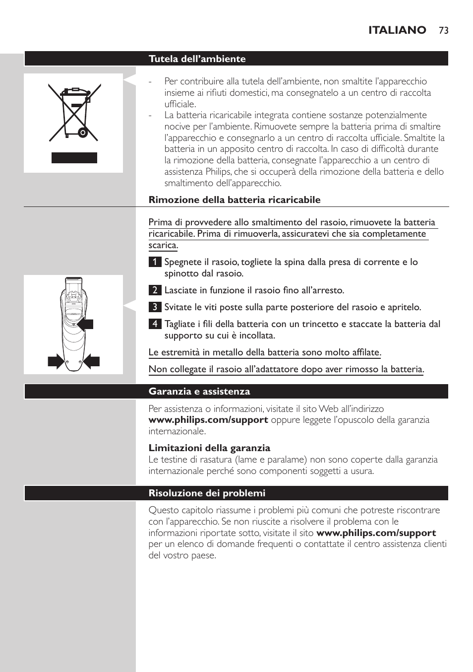 Philips SHAVER Series 3000 afeitadora eléctrica en seco User Manual | Page 73 / 120