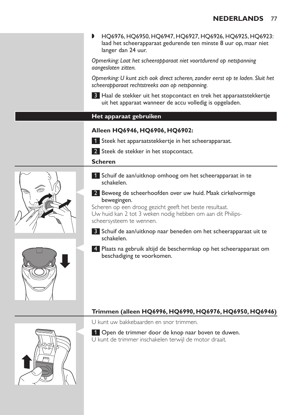 Philips SHAVER Series 3000 afeitadora eléctrica en seco User Manual | Page 77 / 120