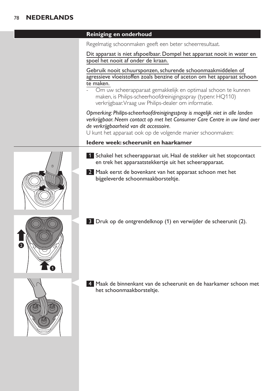 Philips SHAVER Series 3000 afeitadora eléctrica en seco User Manual | Page 78 / 120