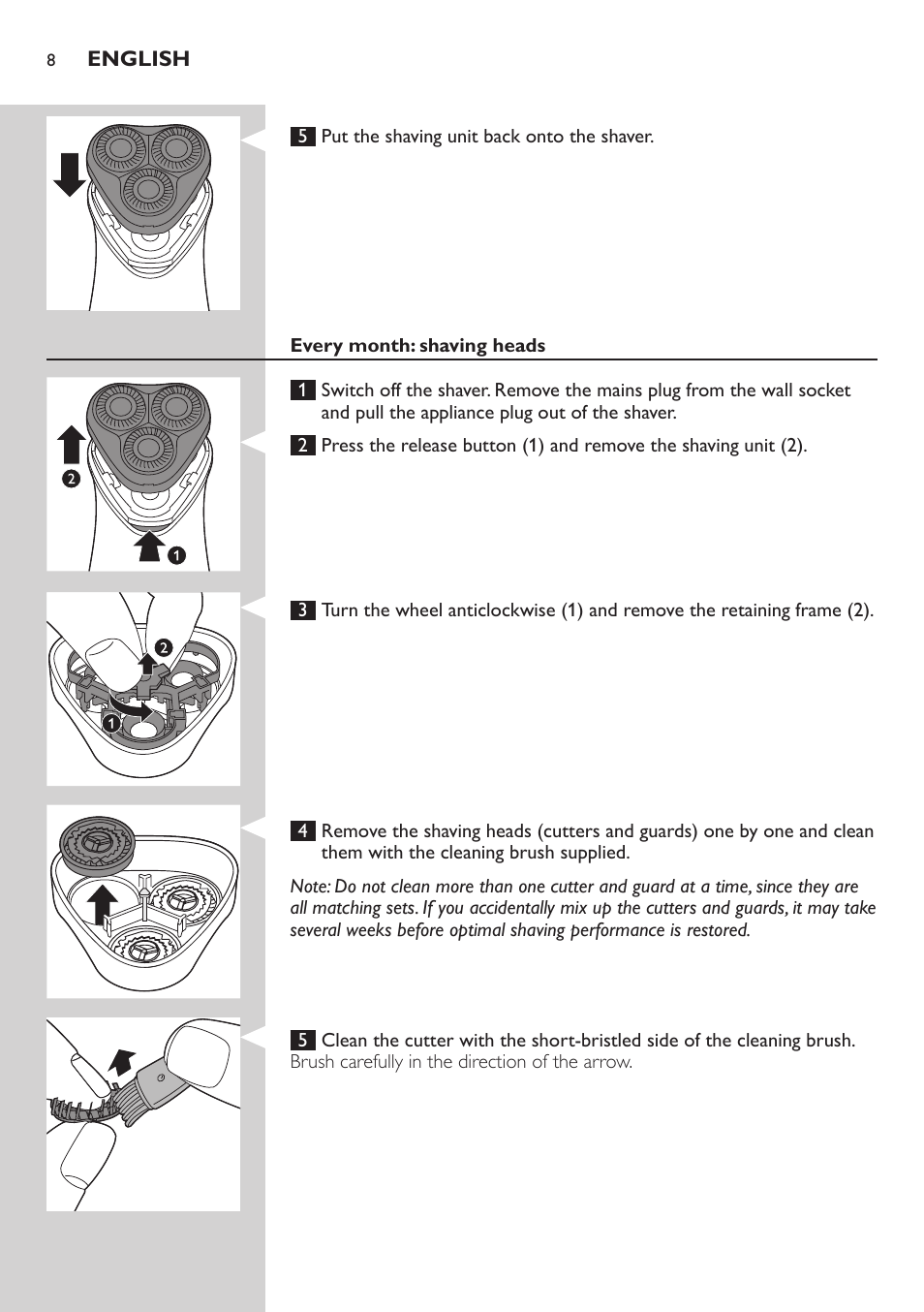 Philips SHAVER Series 3000 afeitadora eléctrica en seco User Manual | Page 8 / 120