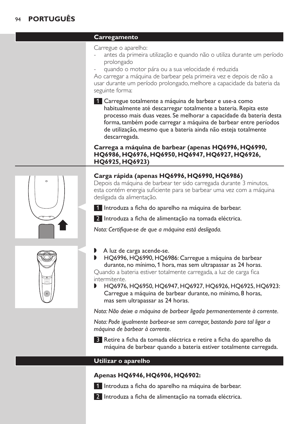 Philips SHAVER Series 3000 afeitadora eléctrica en seco User Manual | Page 94 / 120