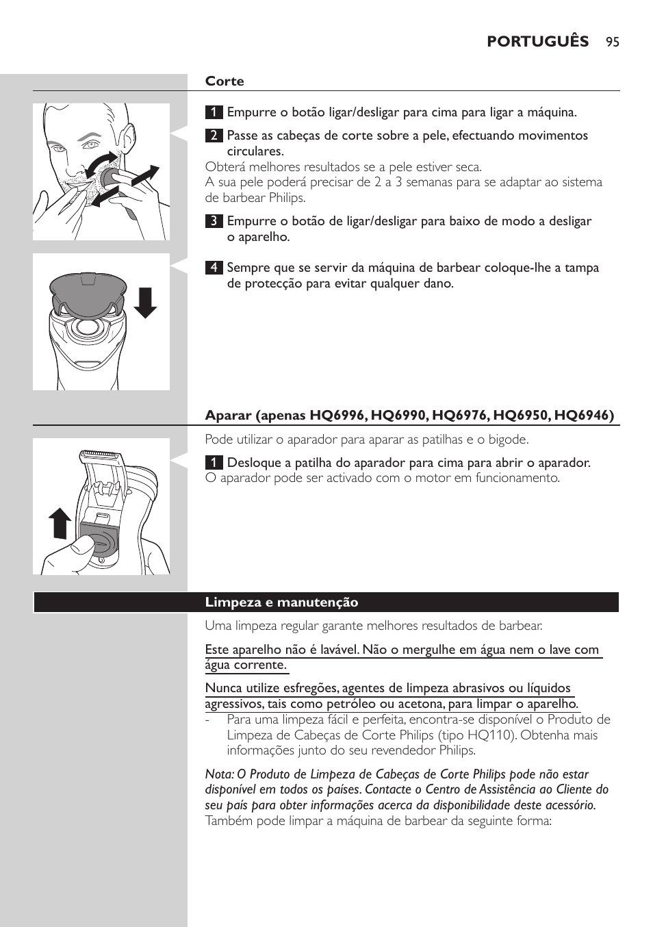 Philips SHAVER Series 3000 afeitadora eléctrica en seco User Manual | Page 95 / 120