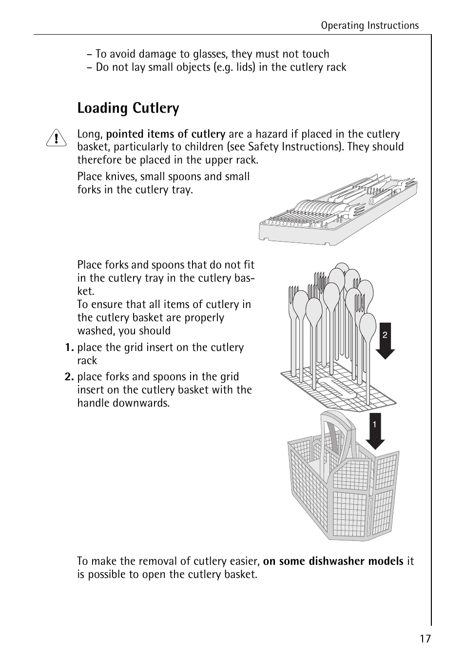 Loading cutlery | AEG KO_FAVORIT 80800 User Manual | Page 17 / 48