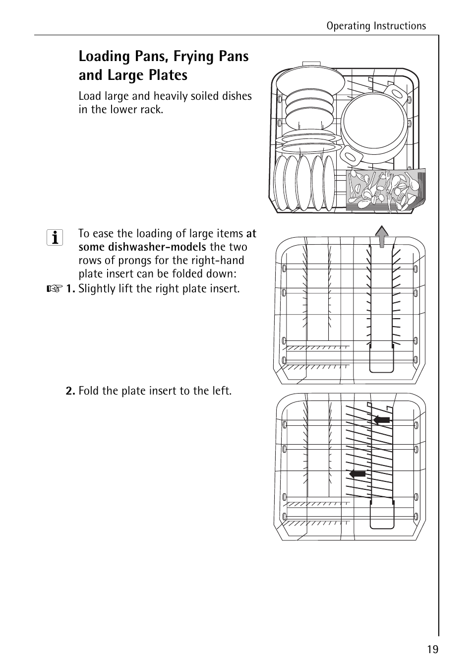 Loading pans, frying pans and large plates | AEG KO_FAVORIT 80800 User Manual | Page 19 / 48