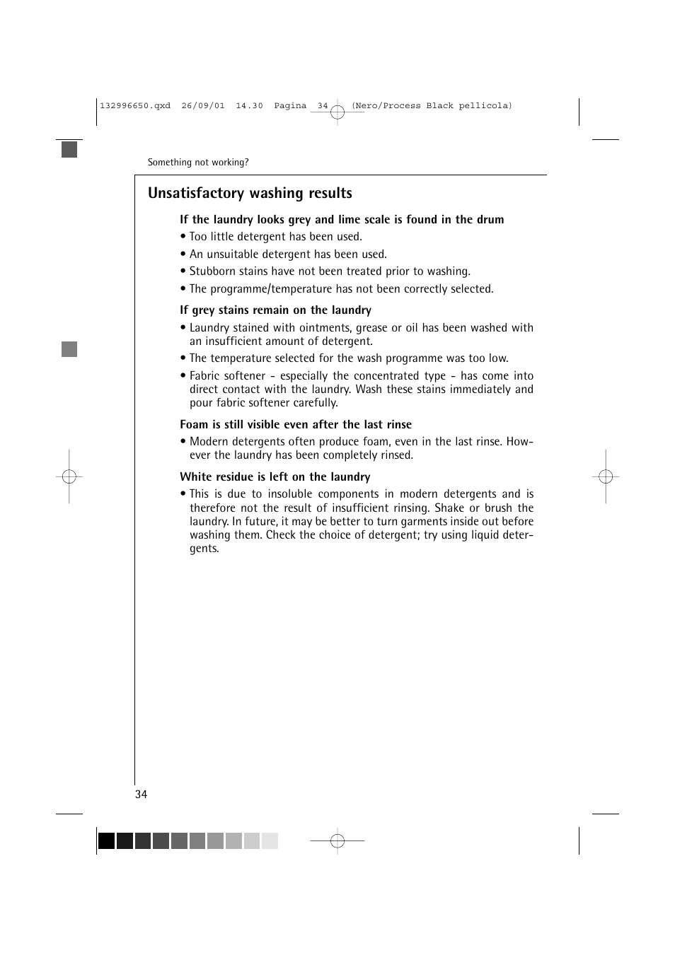 Unsatisfactory washing results | AEG LAVAMAT L 1045 E User Manual | Page 34 / 44