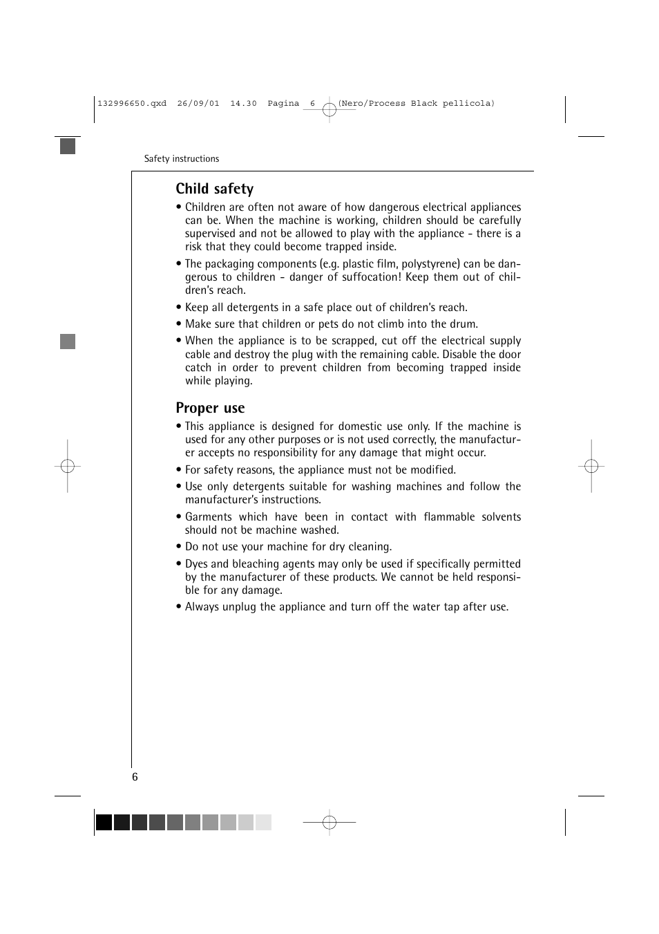 Child safety, Proper use | AEG LAVAMAT L 1045 E User Manual | Page 6 / 44