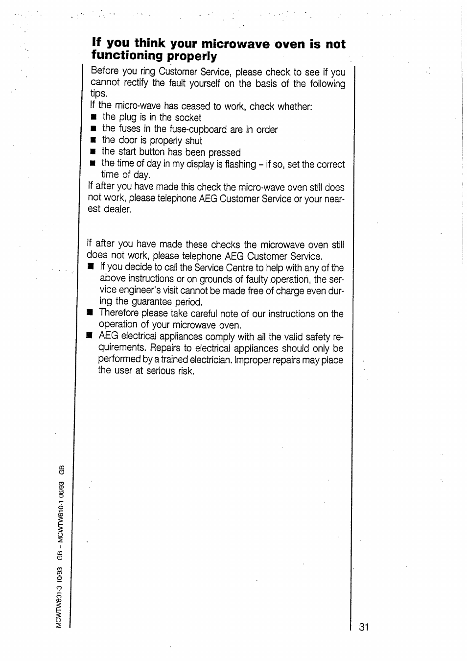 AEG MICROMAT 135 User Manual | Page 31 / 36