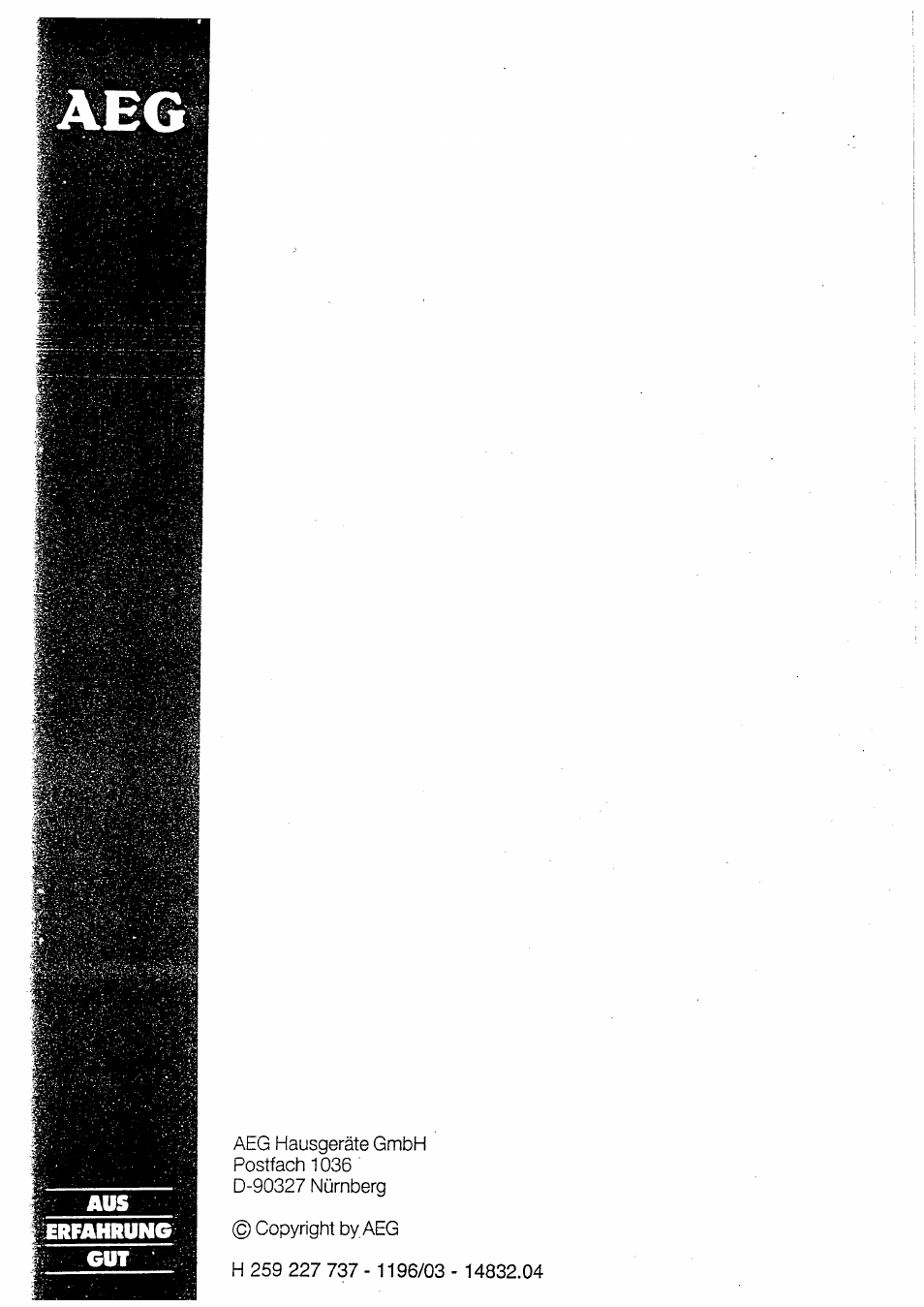 AEG MICROMAT 135 User Manual | Page 36 / 36