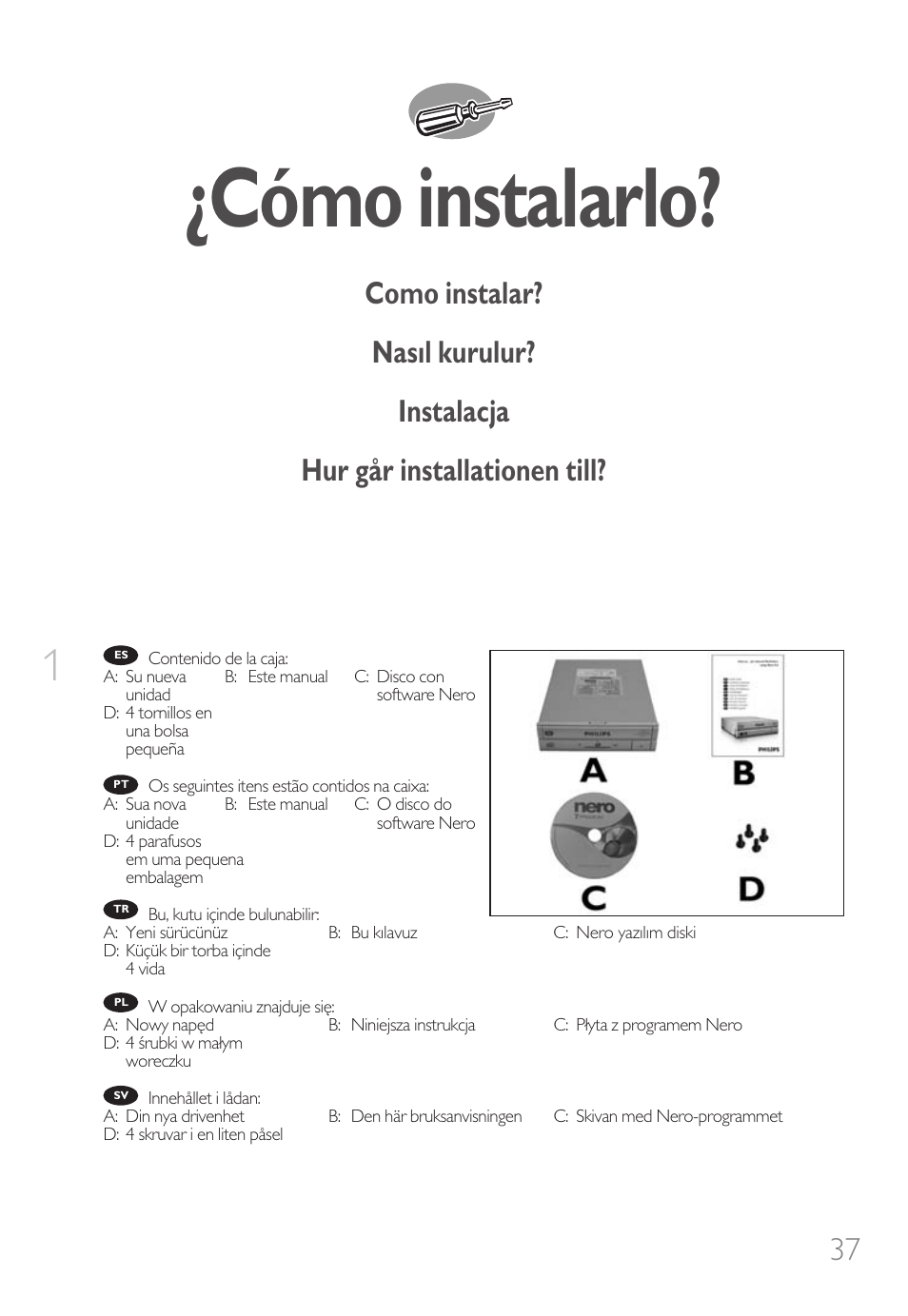 Cómo instalarlo | Philips Unidad interna User Manual | Page 37 / 106