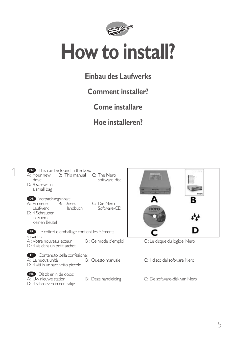 How to install | Philips Unidad interna User Manual | Page 5 / 106