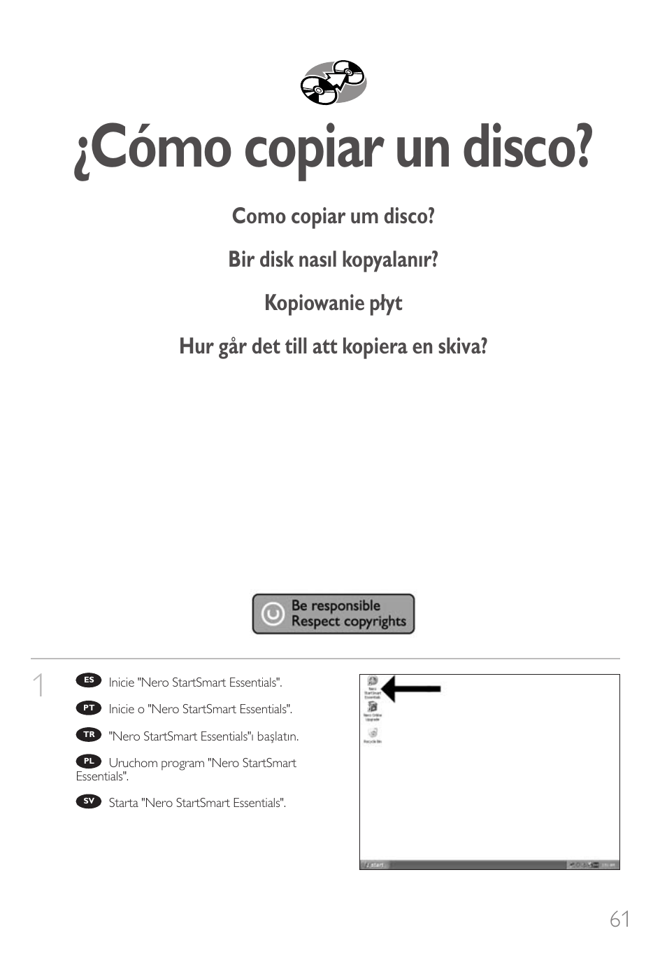 Cómo copiar un disco | Philips Unidad interna User Manual | Page 61 / 106