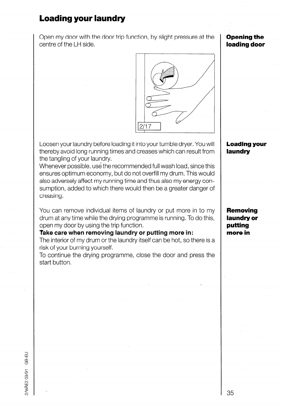 Loading your laundry | AEG LAVATHERM 3200 User Manual | Page 13 / 23