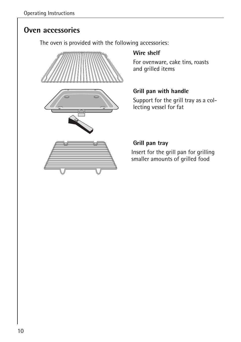 Oven accessories | AEG COMPETENCE B 2100 User Manual | Page 10 / 56