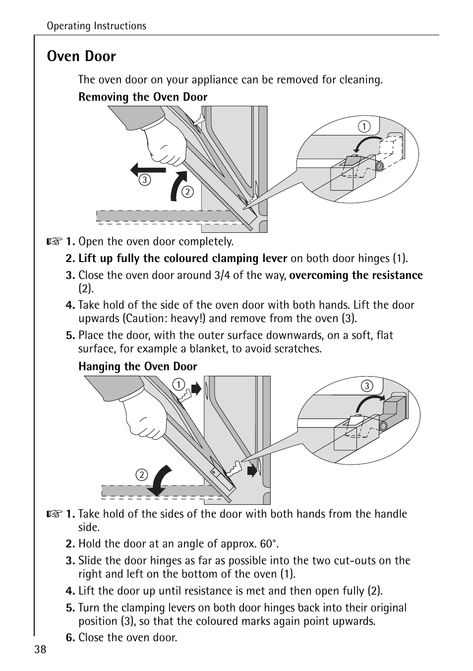 Oven door | AEG COMPETENCE B 2100 User Manual | Page 38 / 56