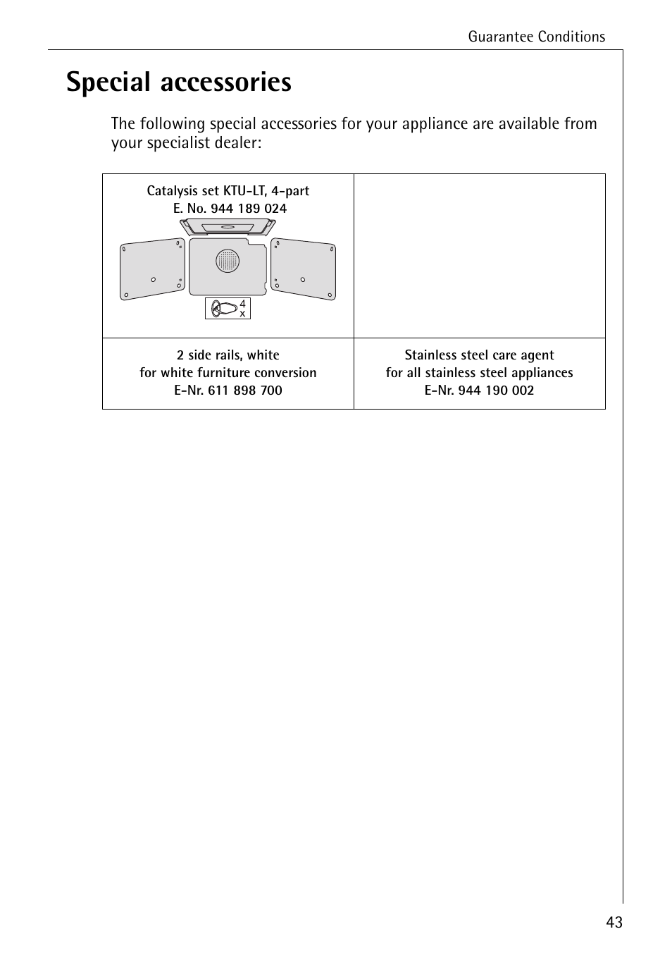 Special accessories | AEG COMPETENCE B 2100 User Manual | Page 43 / 56