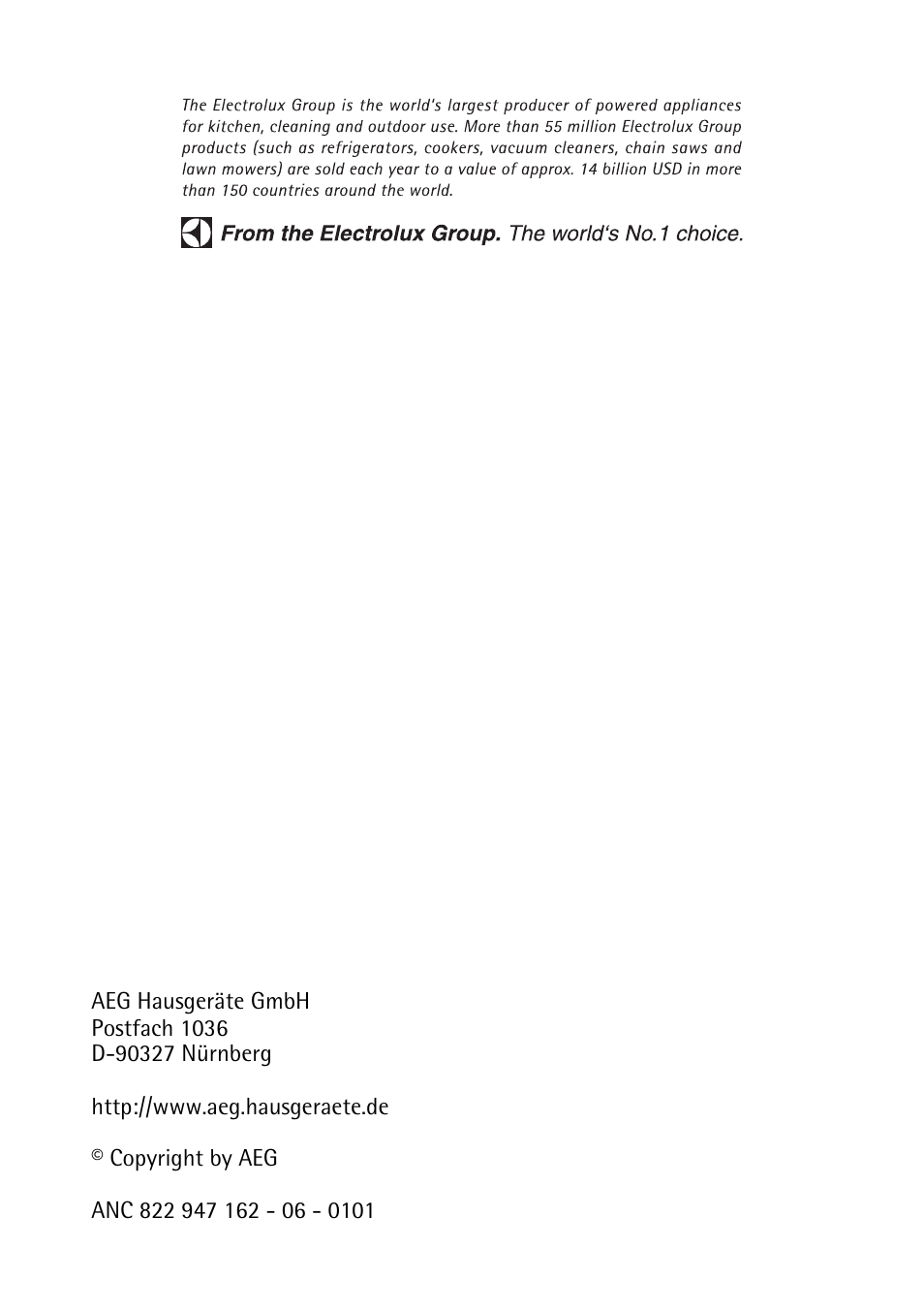 AEG COMPETENCE B 2100 User Manual | Page 56 / 56