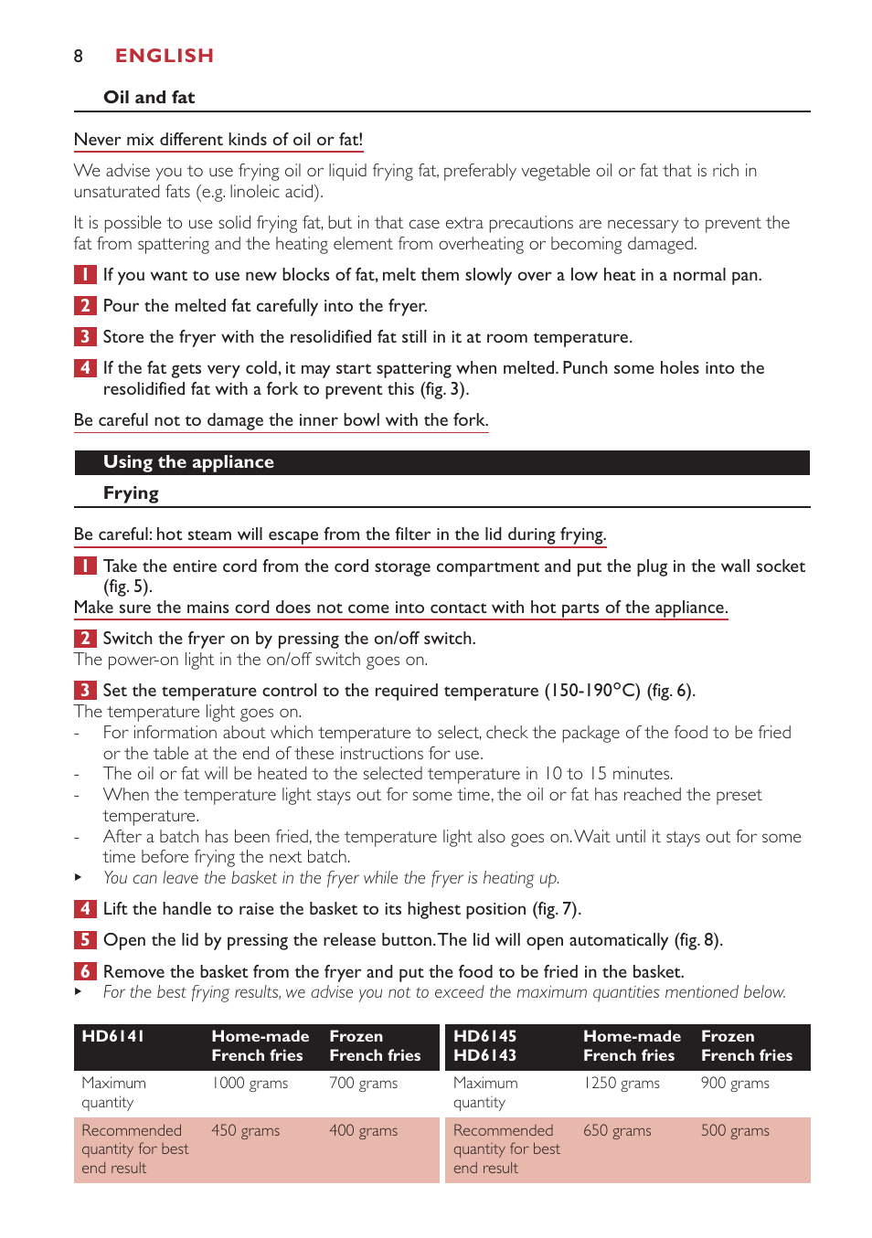 Philips Freidora User Manual | Page 8 / 80