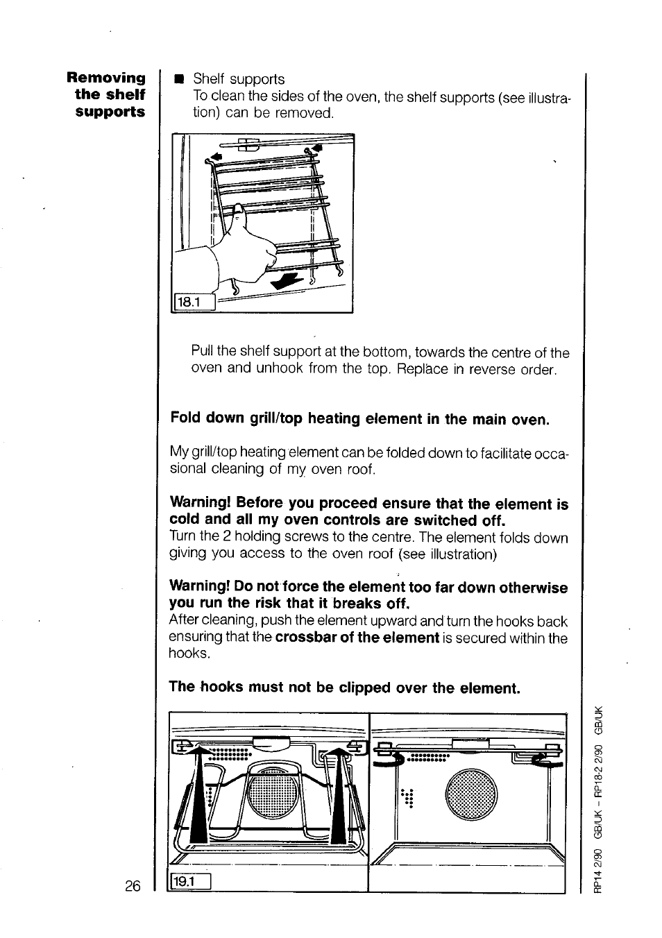 The hooks must not be clipped over the element | AEG 520B User Manual | Page 26 / 31
