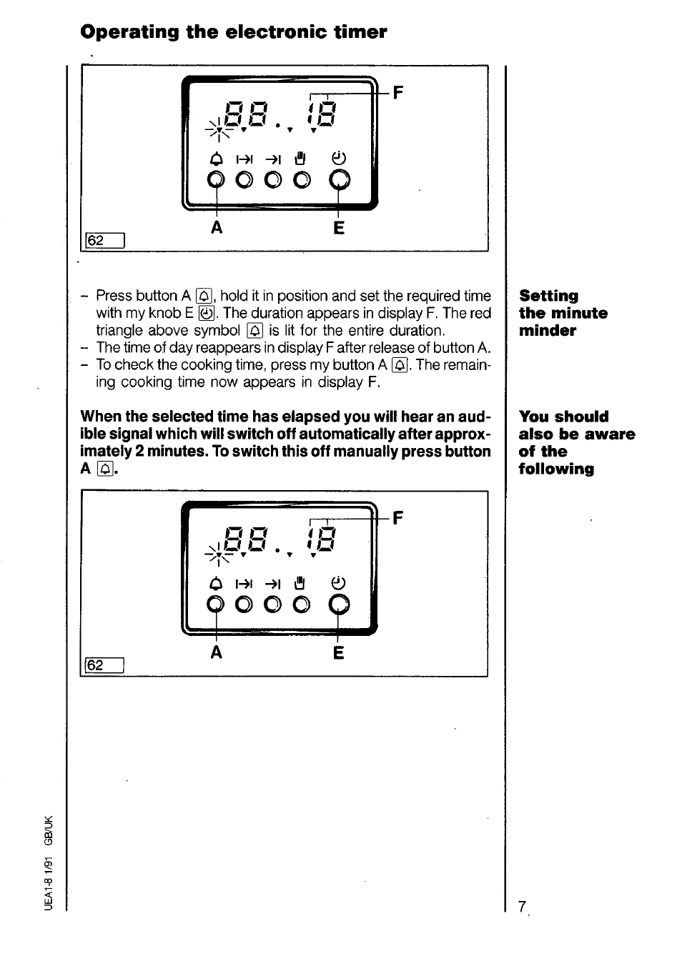 Operating the electronic timer | AEG 520B User Manual | Page 7 / 31