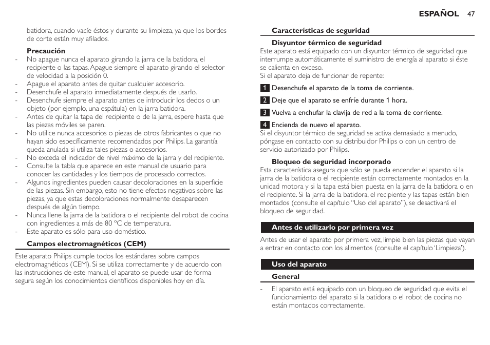 Philips Robot de cocina User Manual | Page 47 / 136