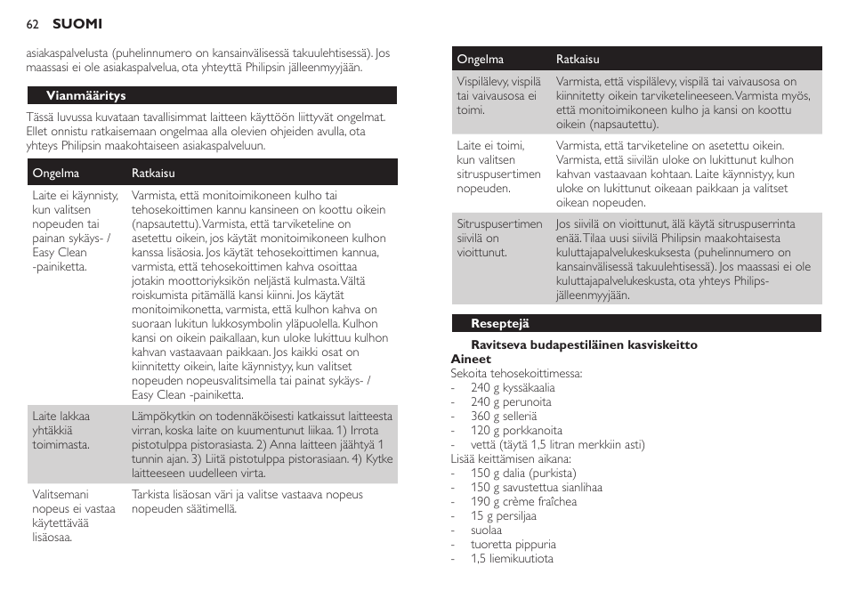 Philips Robot de cocina User Manual | Page 62 / 136