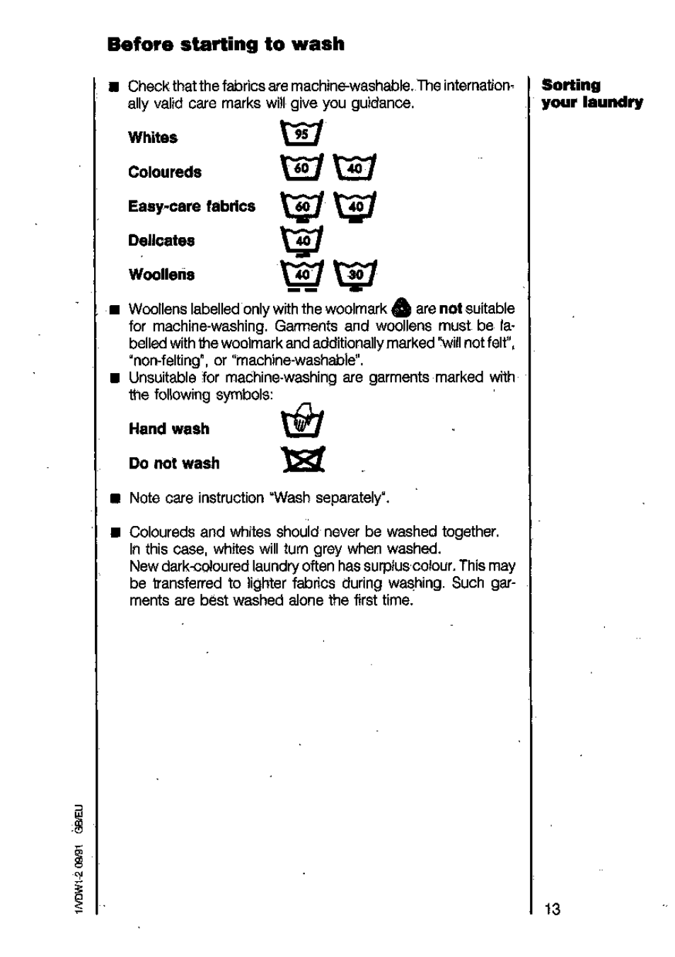 Before starting to wash | AEG LAVAMAT 6450 User Manual | Page 13 / 40