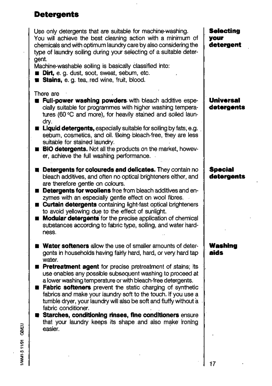 Detergents | AEG LAVAMAT 6450 User Manual | Page 17 / 40