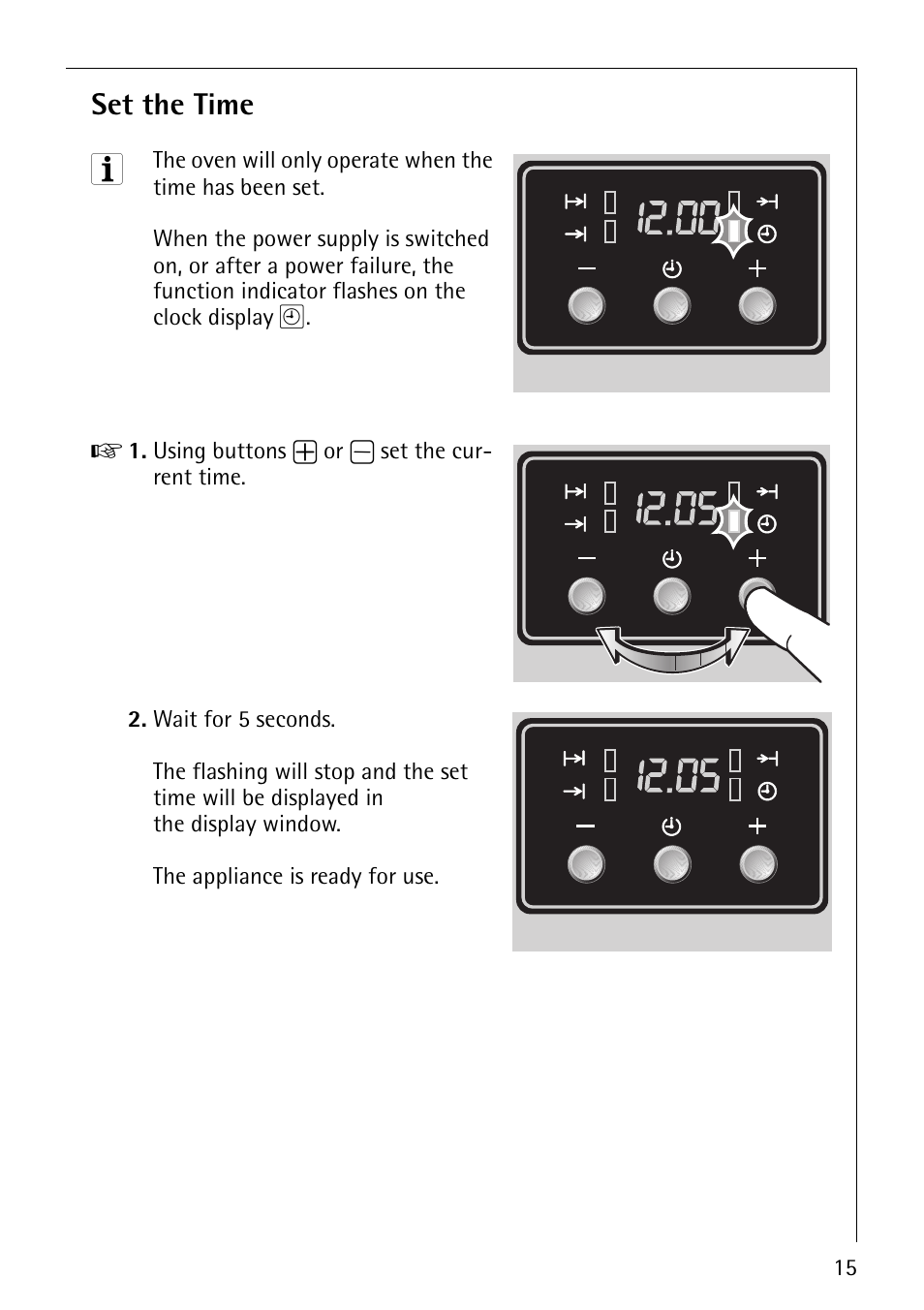 Set the time | AEG COMPETENCE E3100-1 User Manual | Page 15 / 52