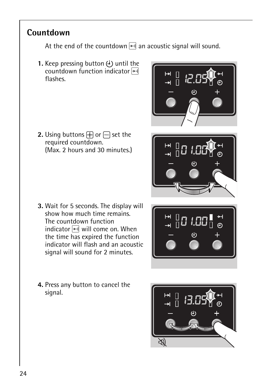 Countdown | AEG COMPETENCE E3100-1 User Manual | Page 24 / 52