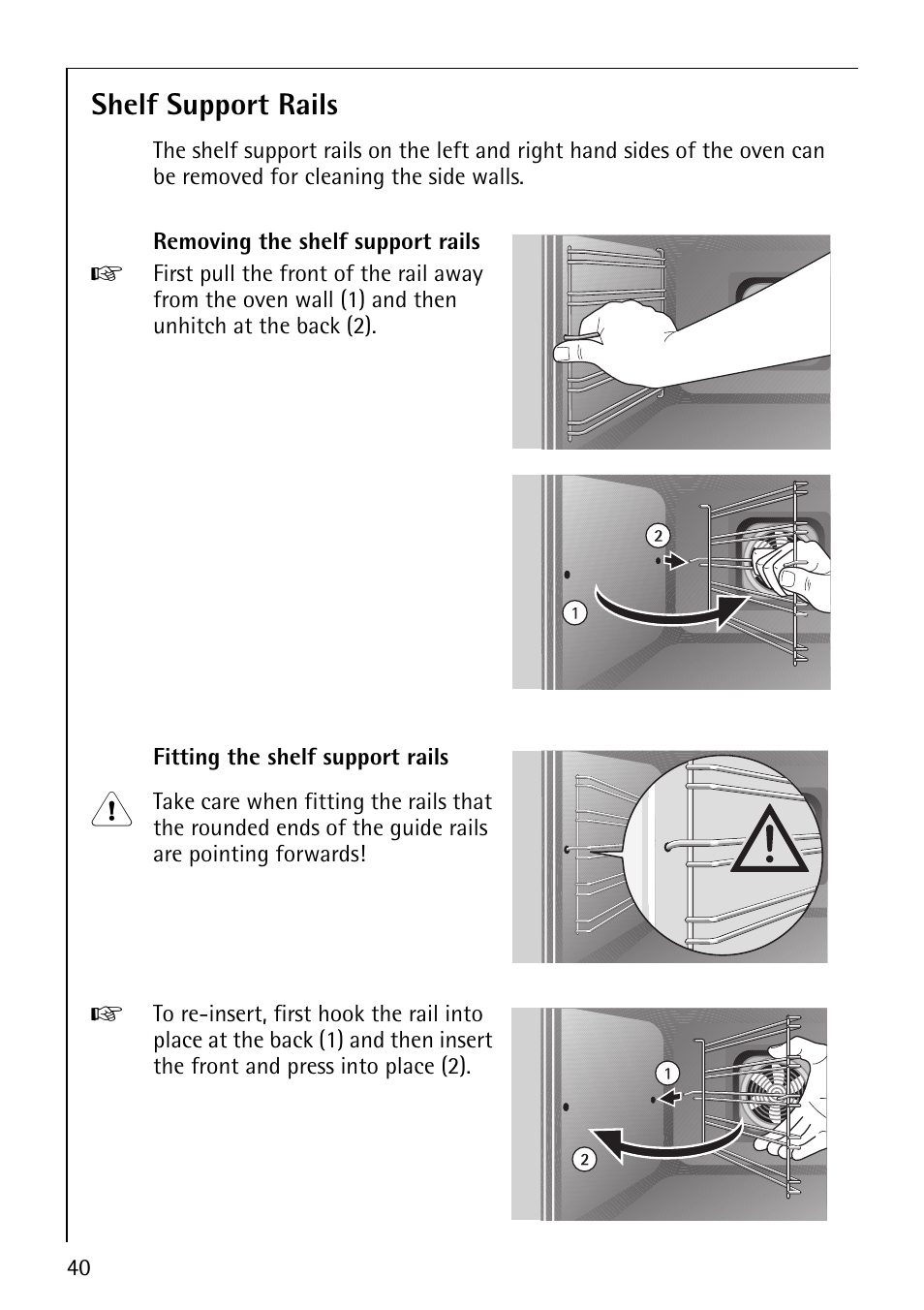 Shelf support rails | AEG COMPETENCE E3100-1 User Manual | Page 40 / 52