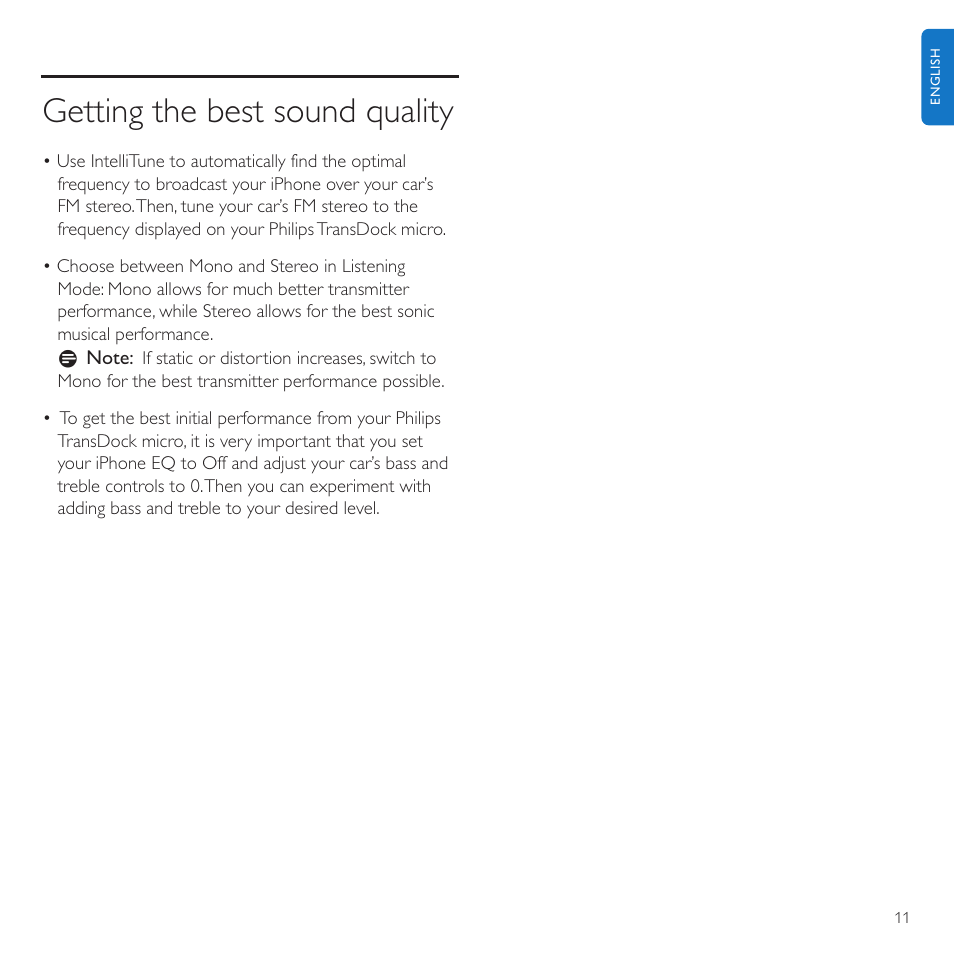 Getting the best sound quality | Philips TransDock micro User Manual | Page 11 / 212