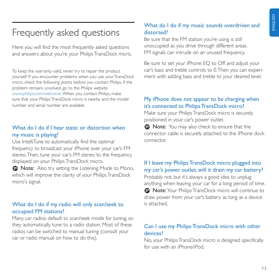 Frequently asked questions | Philips TransDock micro User Manual | Page 13 / 212