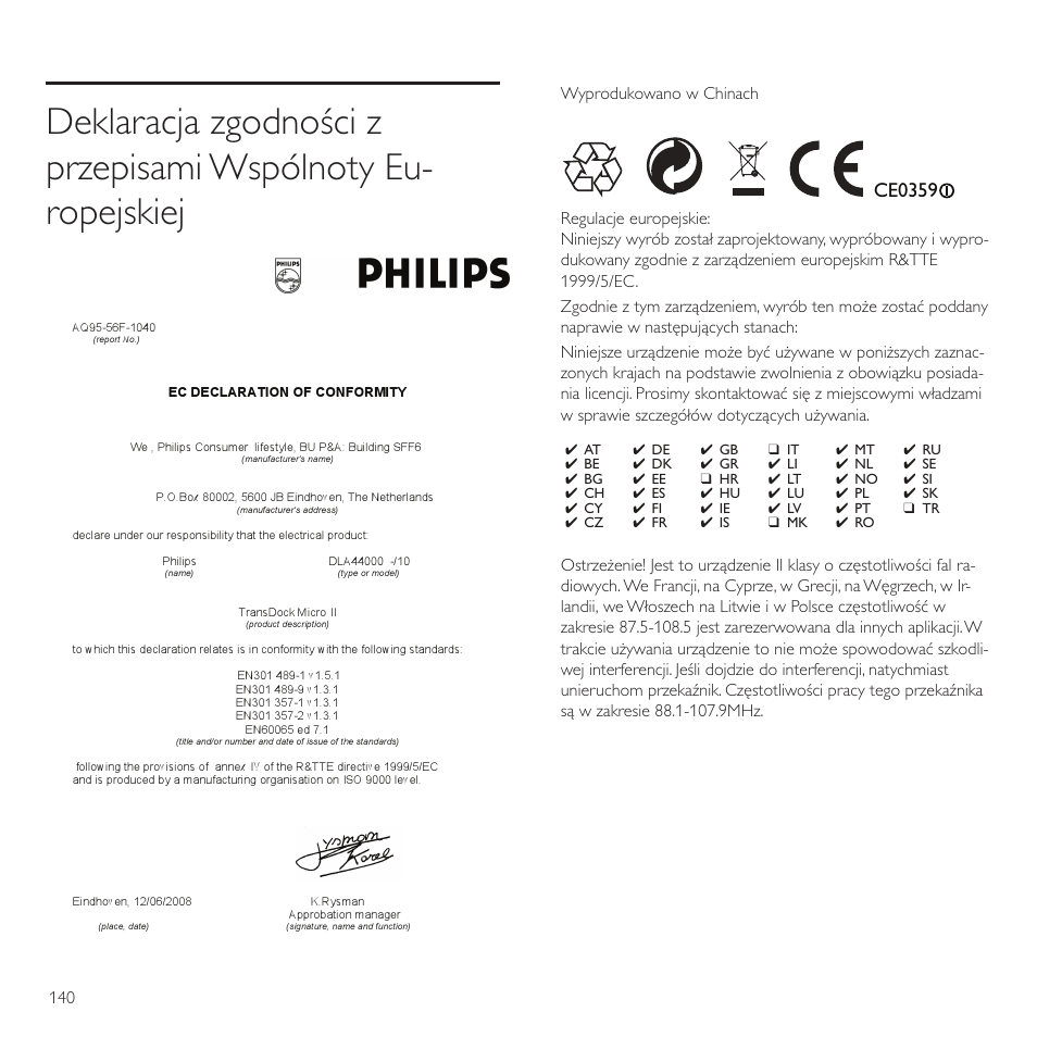 Ce0359 | Philips TransDock micro User Manual | Page 140 / 212