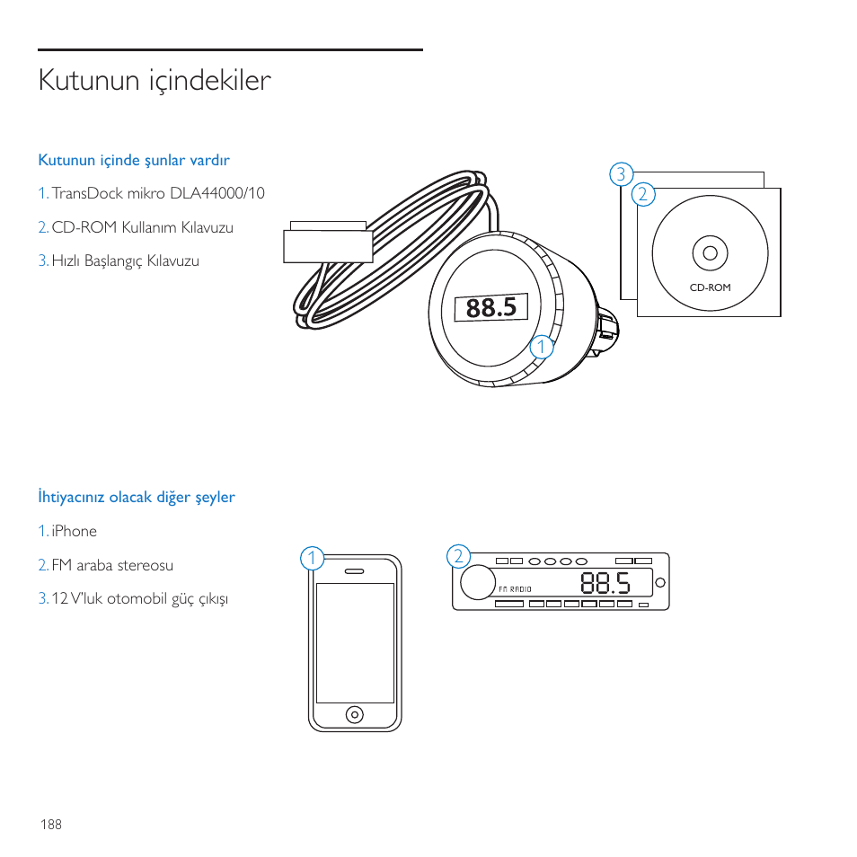 Kutunun içindekiler | Philips TransDock micro User Manual | Page 188 / 212