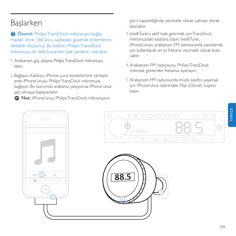 Başlarken | Philips TransDock micro User Manual | Page 189 / 212