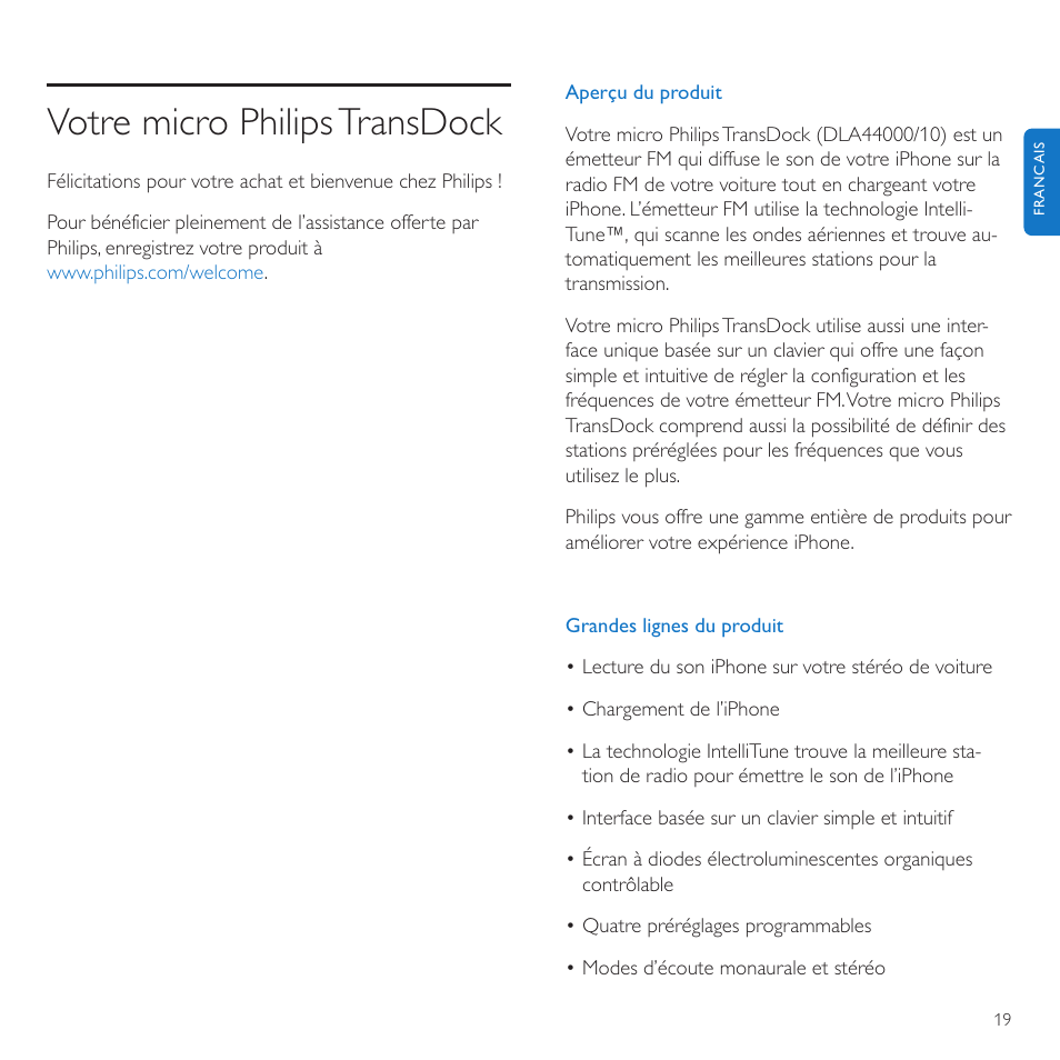 Votre micro philipstransdock | Philips TransDock micro User Manual | Page 19 / 212