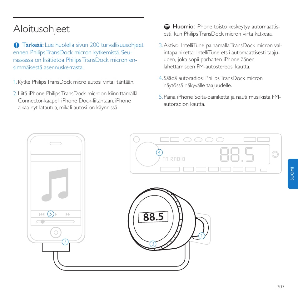 Aloitusohjeet | Philips TransDock micro User Manual | Page 203 / 212