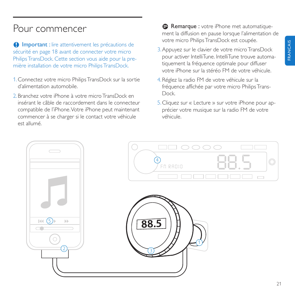 Pour commencer | Philips TransDock micro User Manual | Page 21 / 212