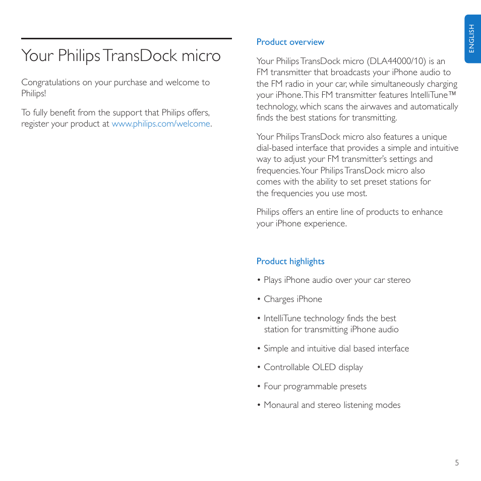 Your philipstransdock micro | Philips TransDock micro User Manual | Page 5 / 212