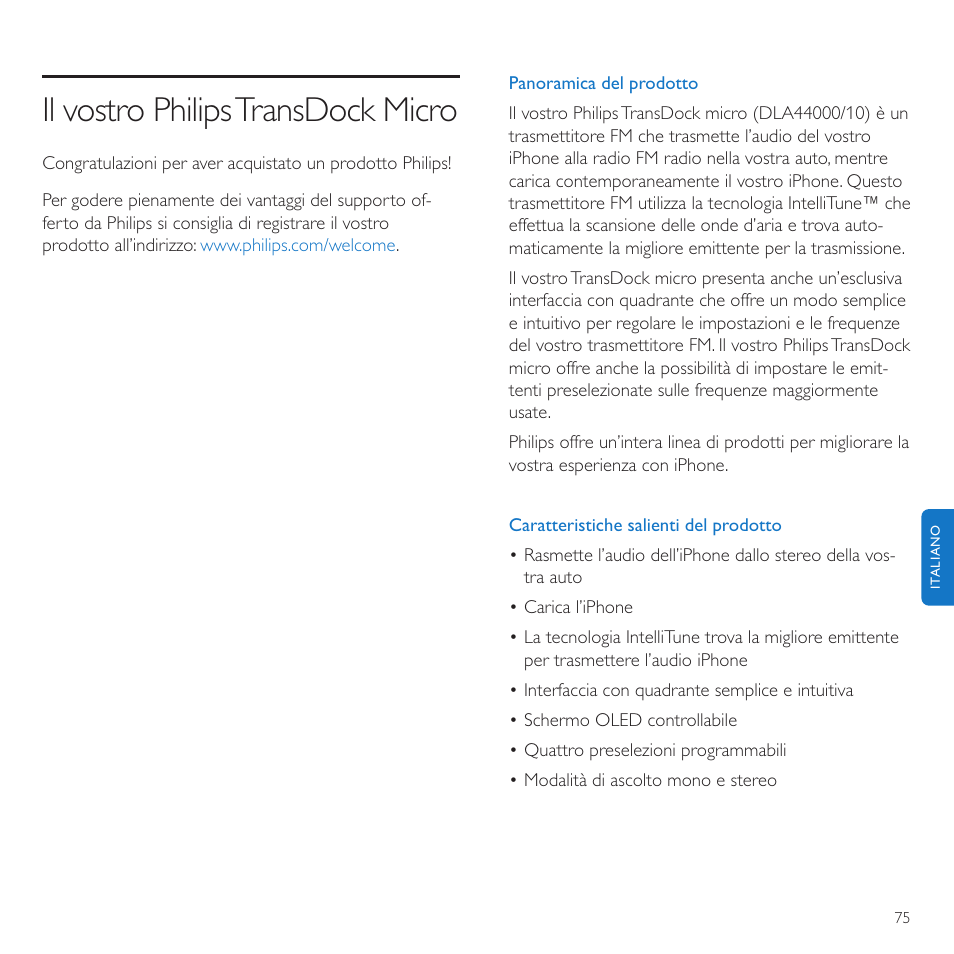 Il vostro philipstransdock micro | Philips TransDock micro User Manual | Page 75 / 212