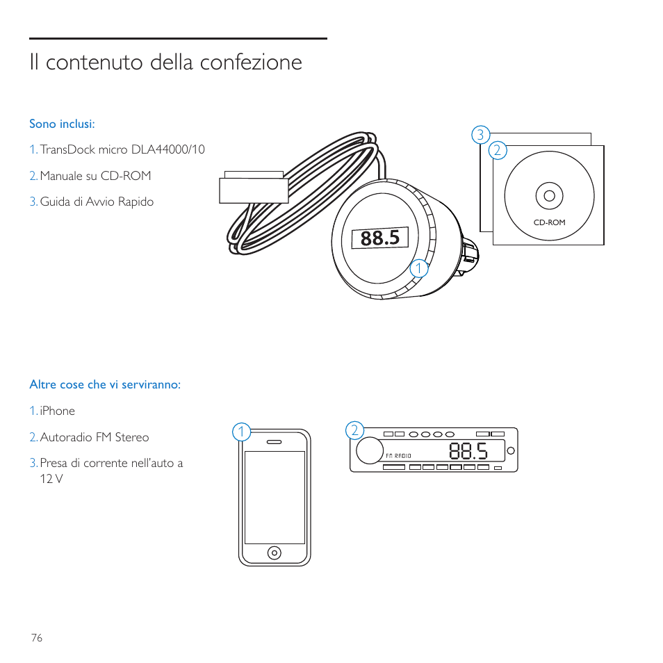 Il contenuto della confezione | Philips TransDock micro User Manual | Page 76 / 212