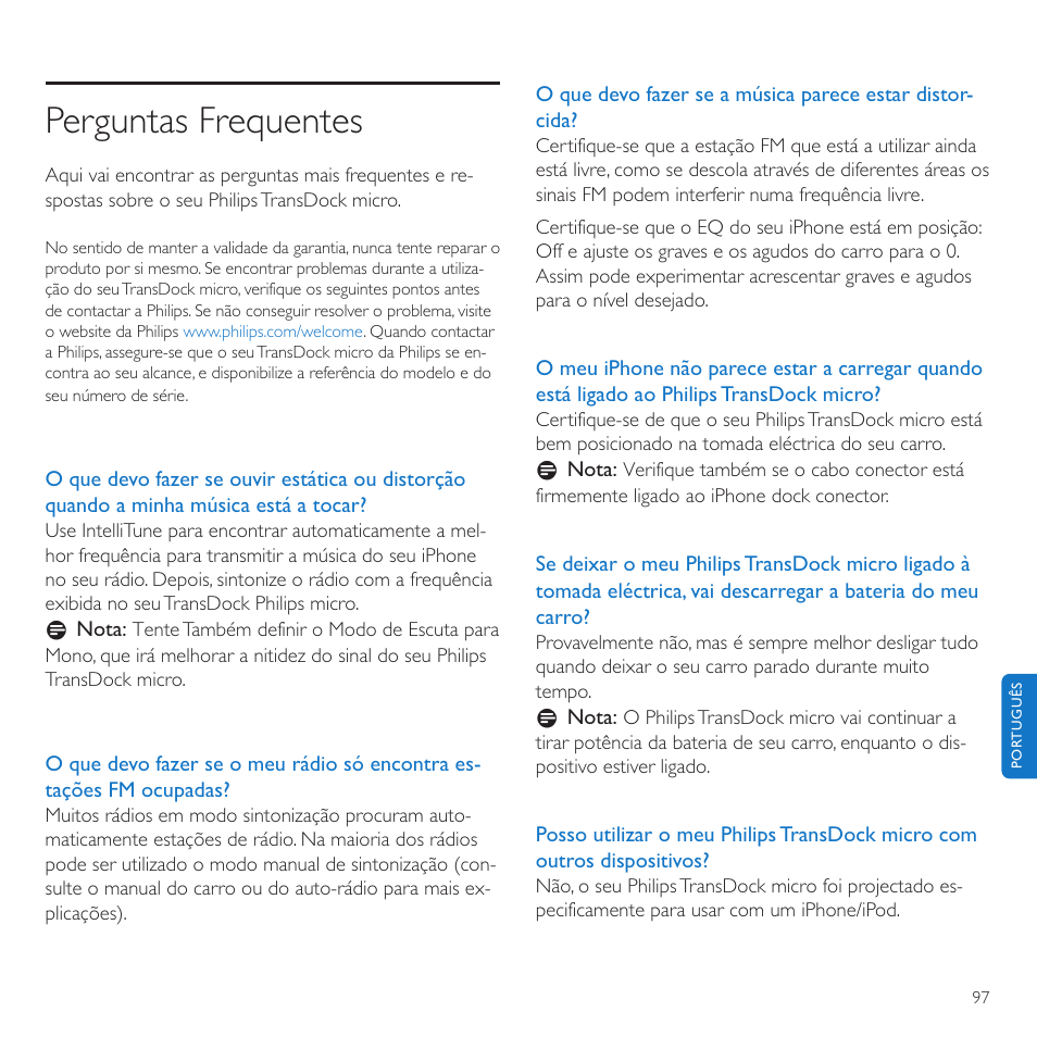 Perguntas frequentes | Philips TransDock micro User Manual | Page 97 / 212