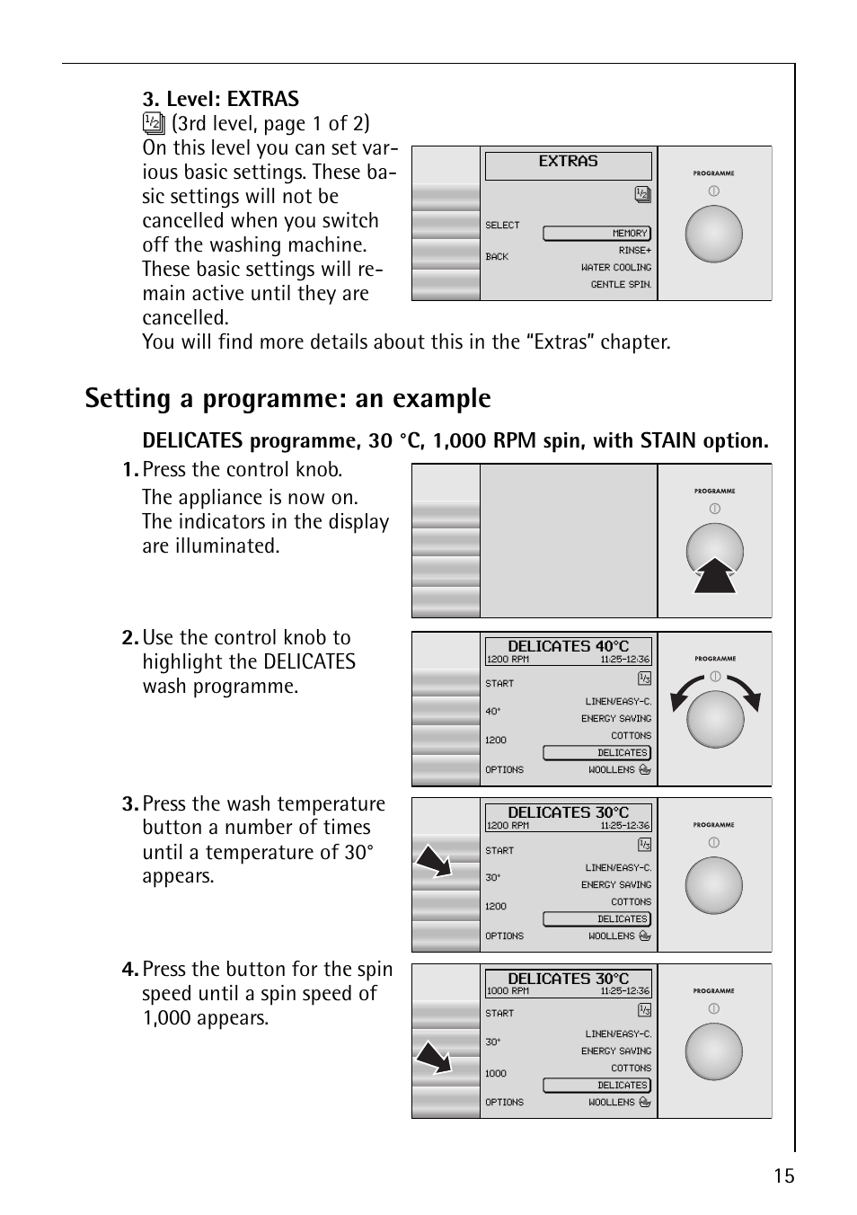 Setting a programme: an example | AEG REGINA 1850 User Manual | Page 15 / 68