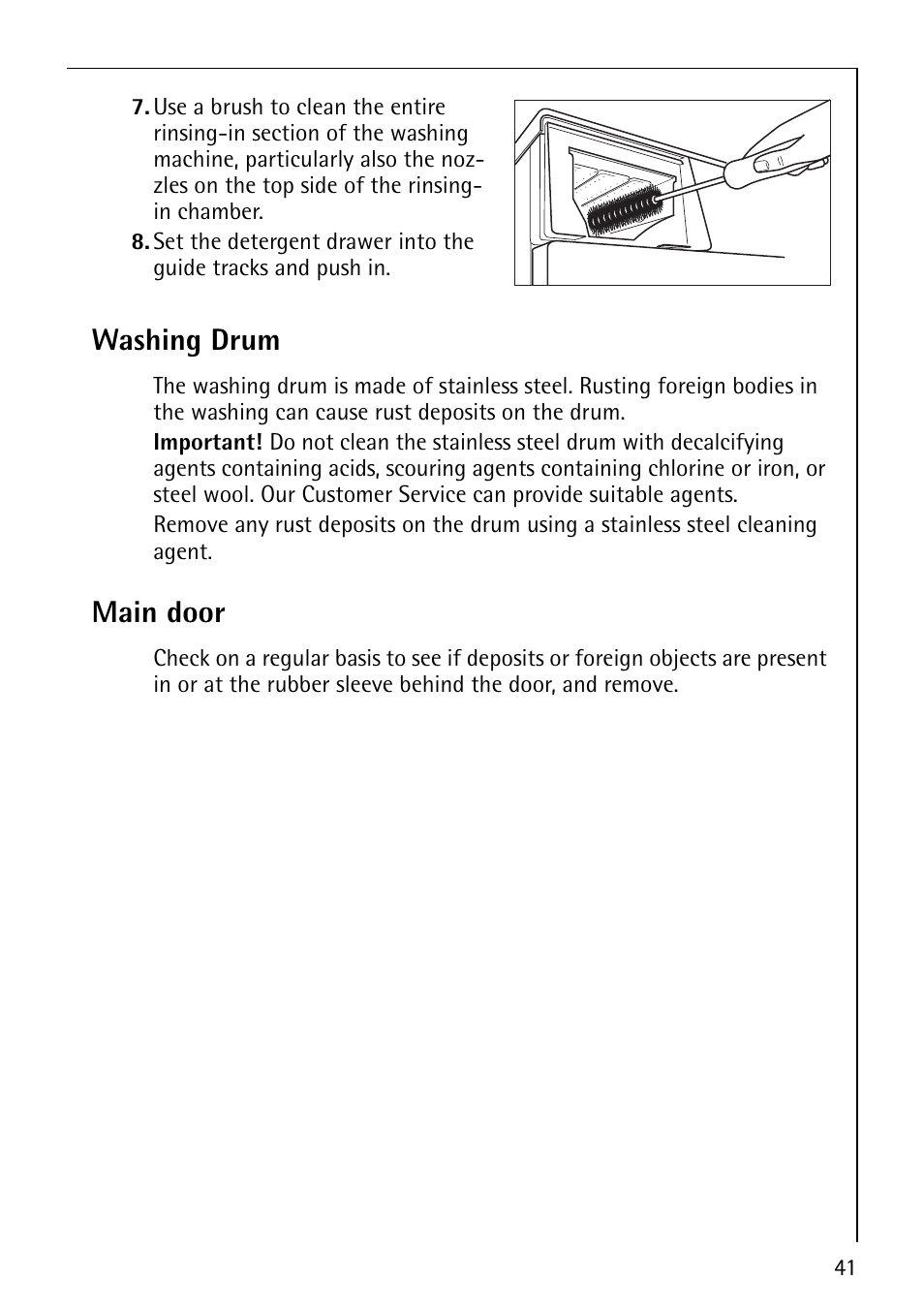 Washing drum, Main door | AEG REGINA 1850 User Manual | Page 41 / 68