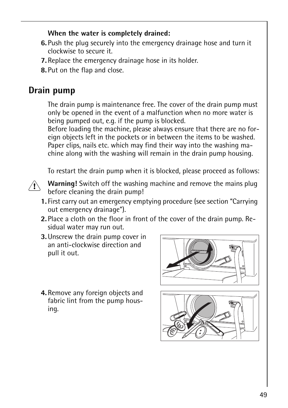 Drain pump | AEG REGINA 1850 User Manual | Page 49 / 68